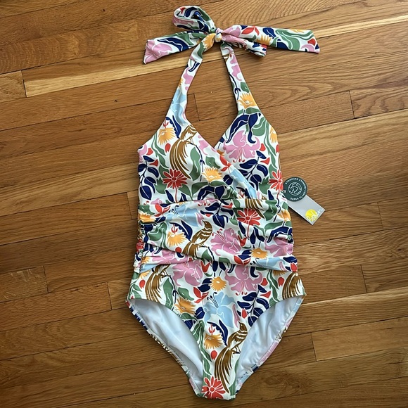 New with Tags Boden Ruched Halter Swimsuit size 8R - Picture 1 of 1